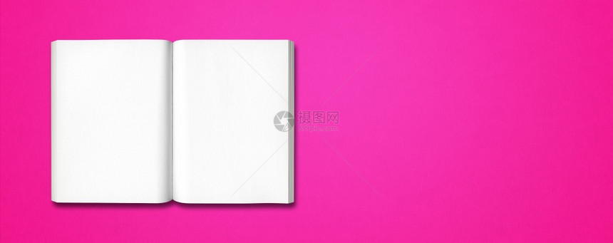 在粉红色横幅背景上孤立的开放书在粉红色横幅上孤立的开放书图片