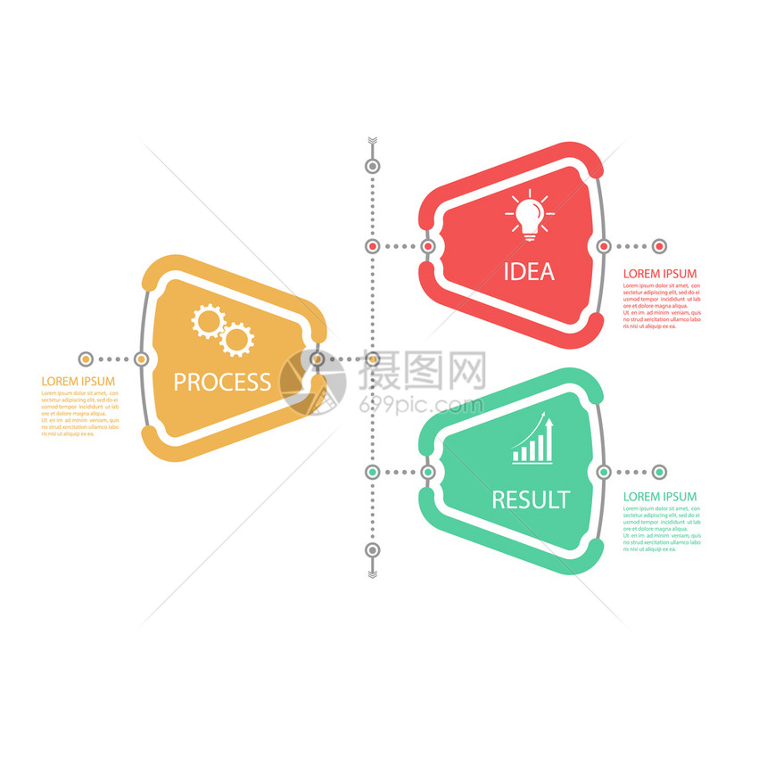 图表含有商业和财务流程图网站横幅和演示的象形图矢量模板图片