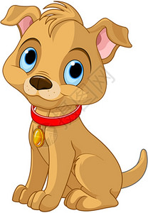 红领的可爱狗插图图片