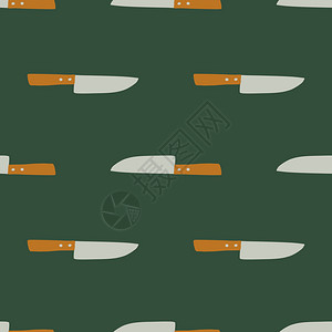 厨房置物为壁纸纺织品包装纸物印刷品矢量图解设计的无缝模式为绿色背景设计的无缝模式带有涂面刀装饰品的无缝模式为绿色背景设计的最起码风格烹饪插画