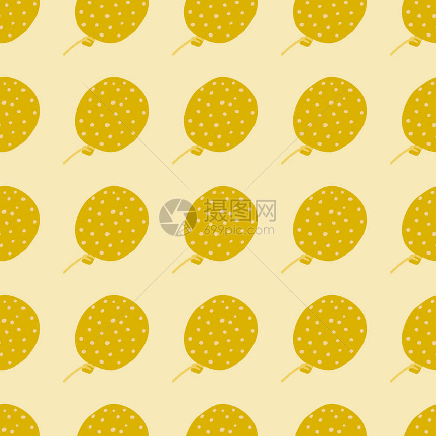 无缝模式淡黄色背景深黄色波点气球图案图片
