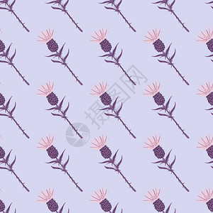 紫色和粉布丁克花朵无缝模式蓝色背景春季创意印刷品用于壁纸纺织品包装纸物印刷品矢量说明紫色和粉布丁克花朵无缝模式春季创意印刷品插画