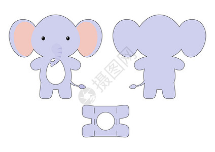 卡通可爱动物大象拼贴元素图片