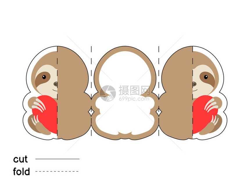 可爱的动物折叠贺卡模板图片