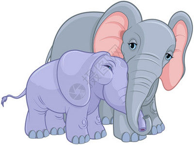 大象抱婴儿的母亲插图图片