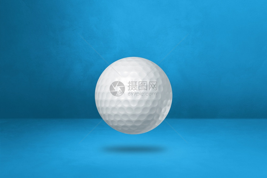 蓝色工作室背景的白色高尔夫球3D插图蓝色工作室背景的白色高尔夫球图片