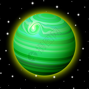 绿色光环绿色矢量手绘外星球插画