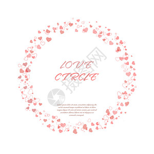 带有红心圆背景的用于问候横幅的红心圆明信片海报创意设计简单风格图片