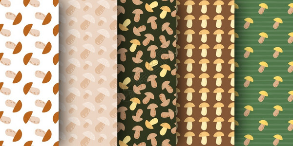 山楂六物膏套装饰蘑菇的无缝秋色图案简单的自然背景收藏壁纸纺织品包装纸物印刷品矢量图解的装饰背景套蘑菇的无缝秋色图案简单的野生物背景收藏插画