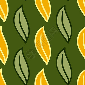 自然无缝图案包括橄榄和黄色叶元素图片