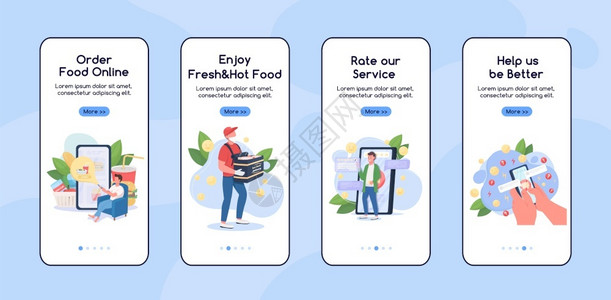 手机素材滑块在线购物手机应用程序屏幕平板矢量模远程食物拆卸边远徒步走过带有字符的网页步骤uxig智能手机卡通界面案件指纹集手机应用程序屏幕平插画