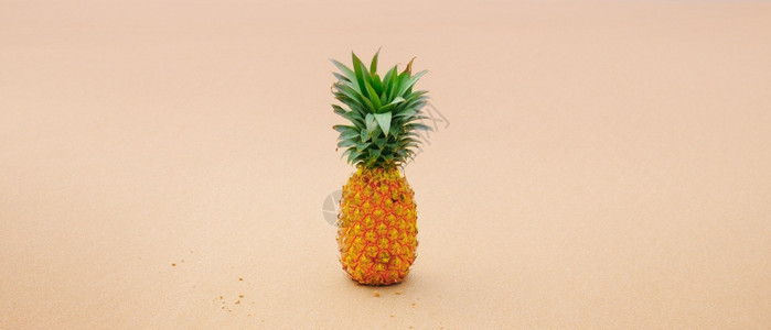 热带夏季的喜悦海滩上新鲜的菠萝广博照片图片
