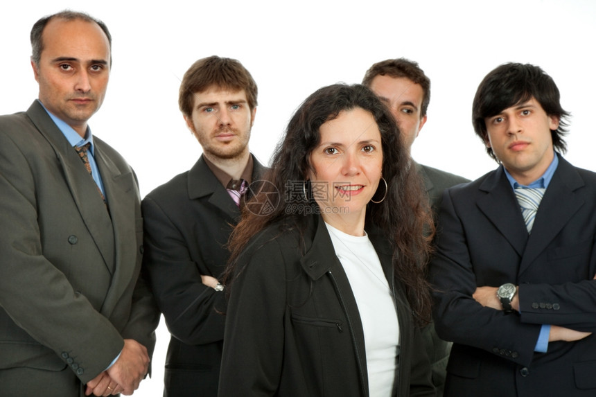 企业团队工作孤立于白人背景重点关注妇女图片