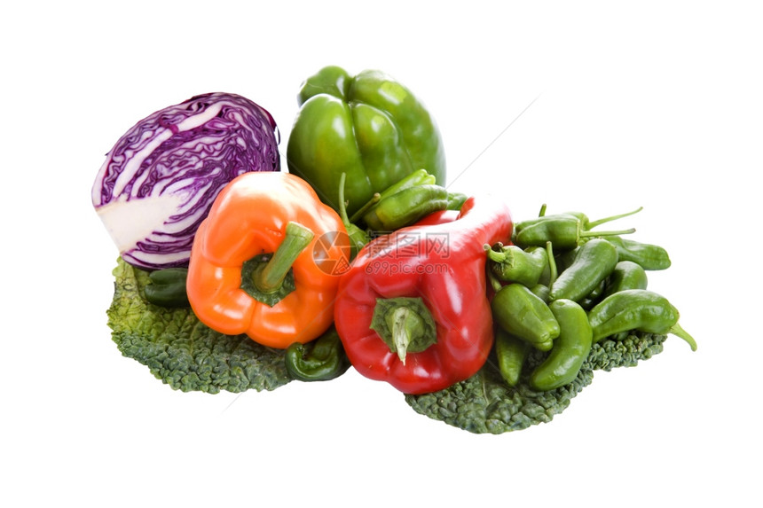 一套蔬菜在白色上隔离图片