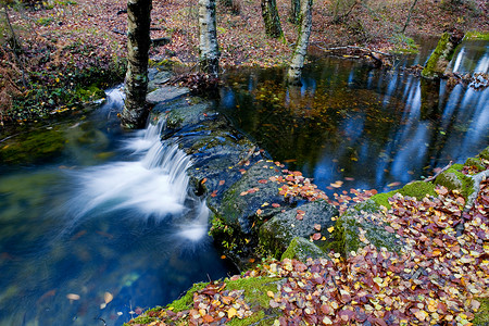 北部葡萄牙格雷斯公园的河流瀑布图片
