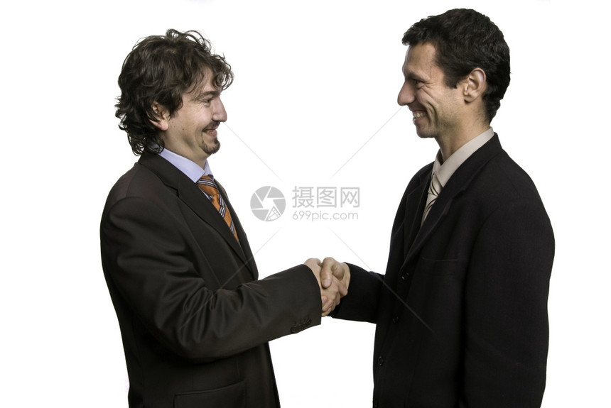 商人握手孤立在白色背景上图片