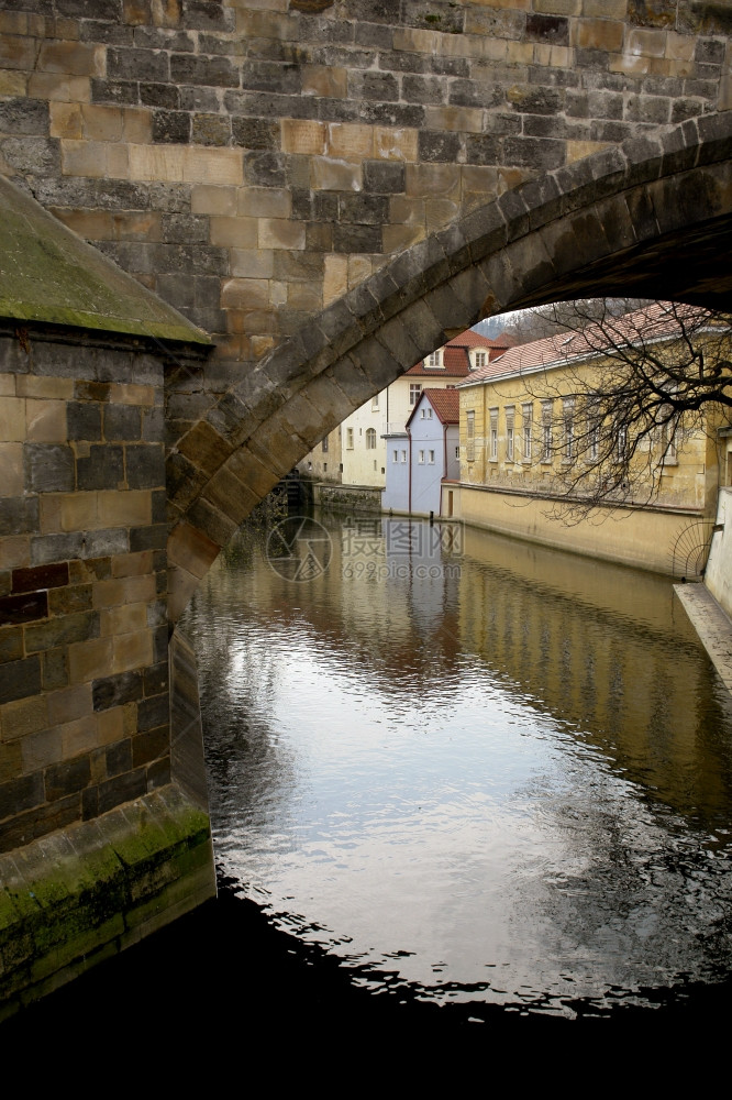 古城Czech的老桥房子图片