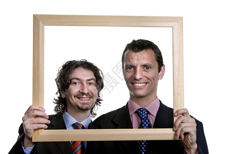 两个年轻商人在框内画像图片