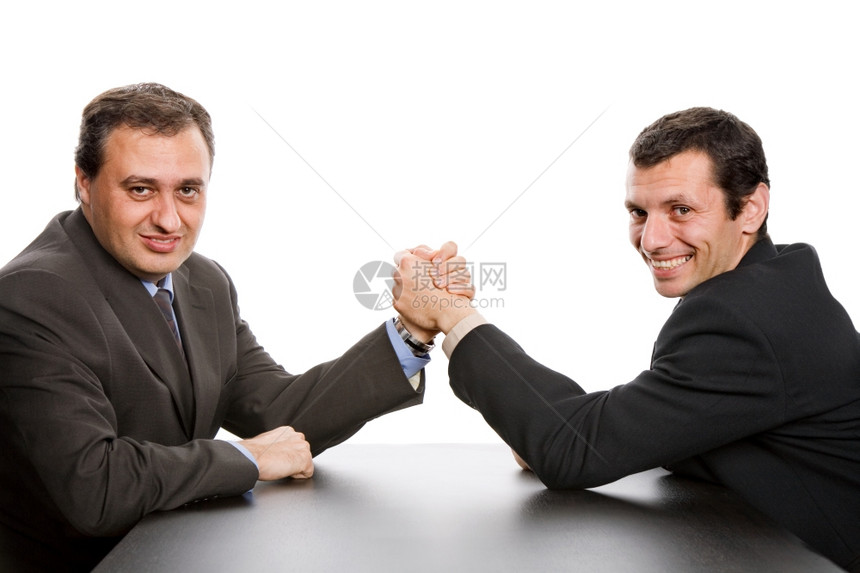 男子与握手孤立在白图片