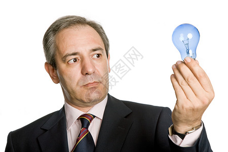 成年商人用白纸上隔绝的灯具背景图片
