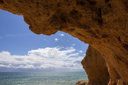 阿尔加夫海岸的洋洞穴高清图片