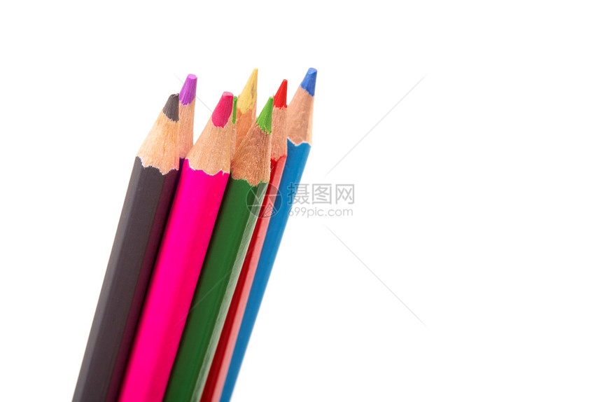 白背景上孤立的彩色铅笔图片