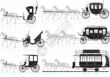 俄式车夫雪橇上旧马车的轮椅车插图插画