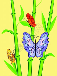竹中的矢量蝴蝶图片