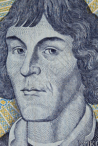 科珀尼克NicolausCopernicus肖像画波兰10兹罗提钞票的雕刻细节背景
