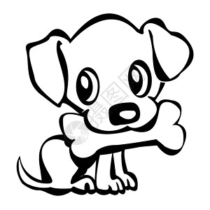 卡通骨头一个可爱的小狗抱着骨头的外形背景