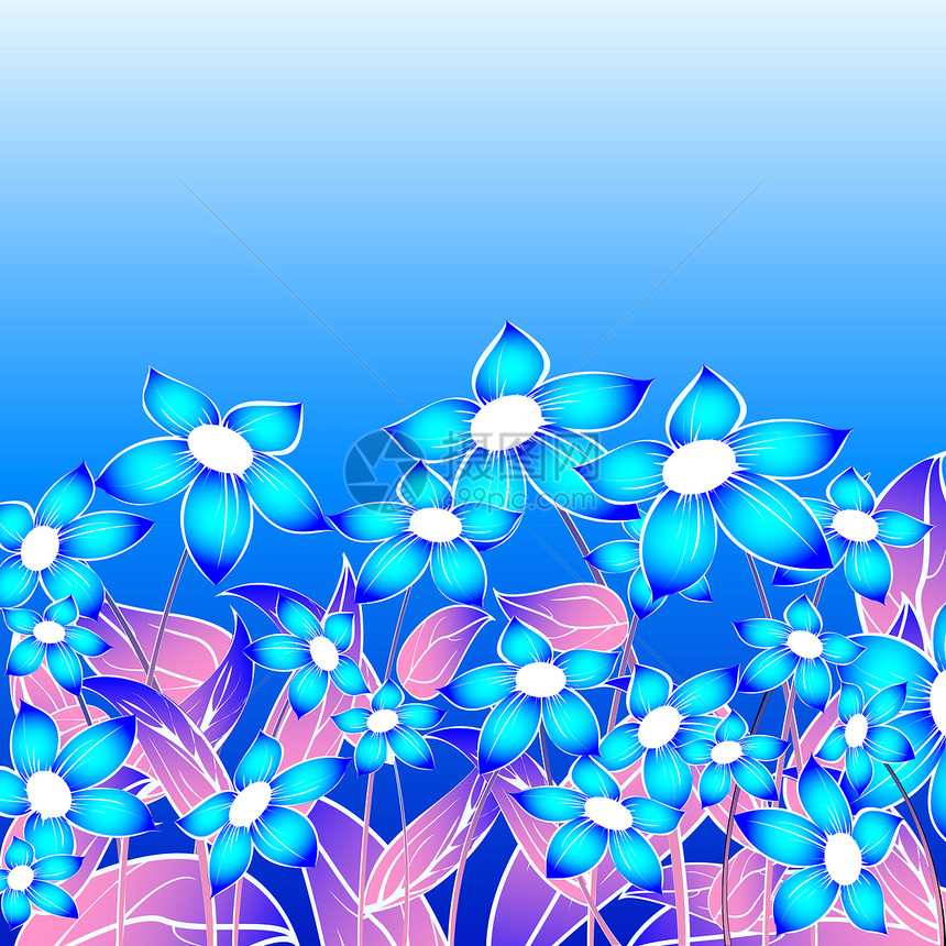 蓝花层构成抽象艺术图片