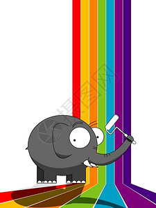 画彩虹的大象图片
