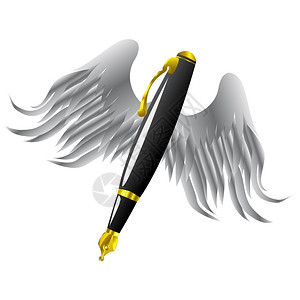 带有天使翅膀的墨笔概念图象背景图片