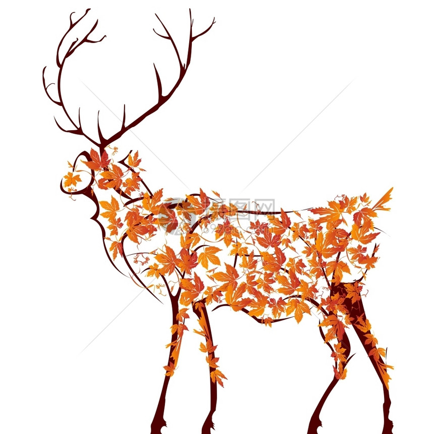 秋叶的鹿涂料图片