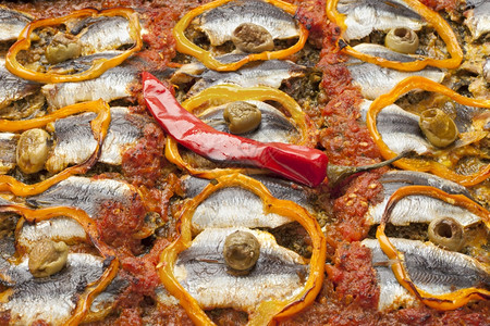 摩洛哥沙丁鱼菜食谱背景图片