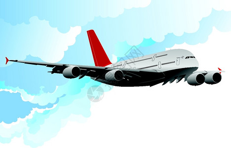 飞行中的飞机卡通矢量插图背景图片