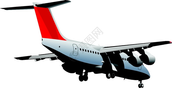 乘客飞机在空中行矢量插图背景图片