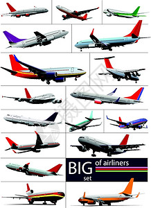 大套0f航空班机矢量插图图片