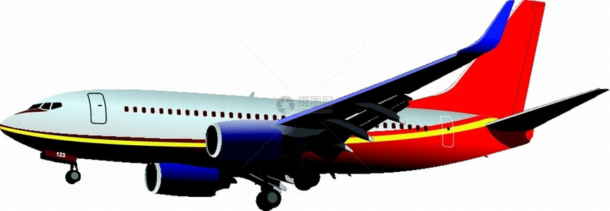 乘客飞机在空中矢量插图图片