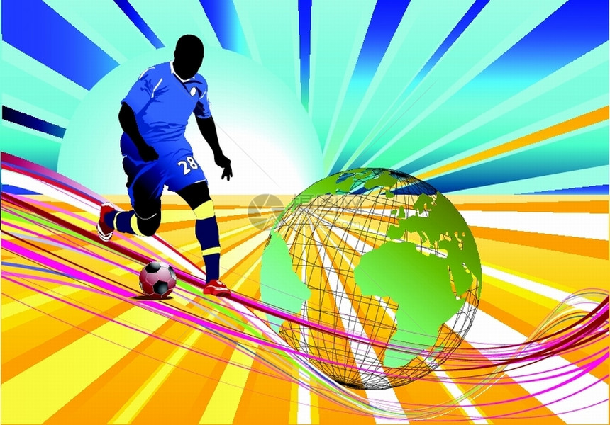 海报足球运动员设计师的彩色矢量插图图片
