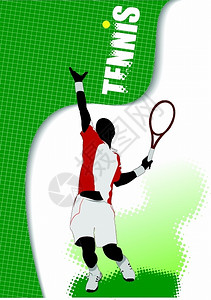 网球玩家海报设计师的彩色矢量插图高清图片