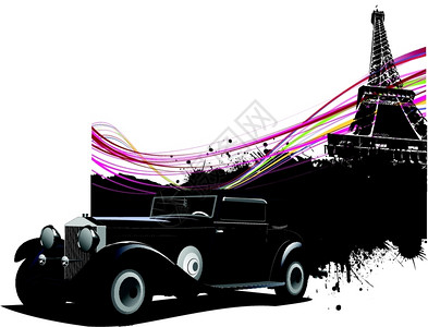 巴黎照片背景超过50年的旧车图片