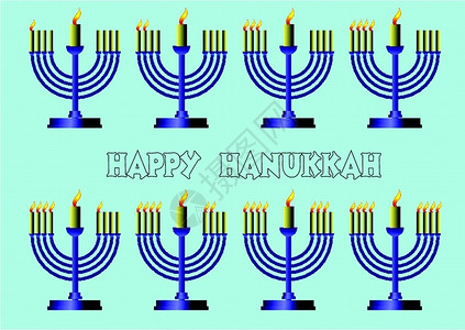 Hanukkah符号矢量彩色插图图片