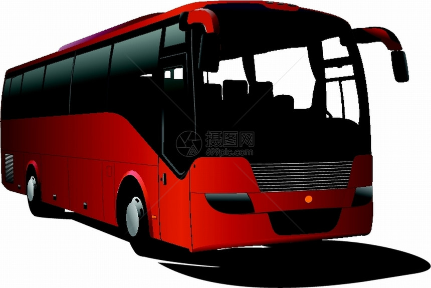 红色旅游公共汽车矢量插图图片