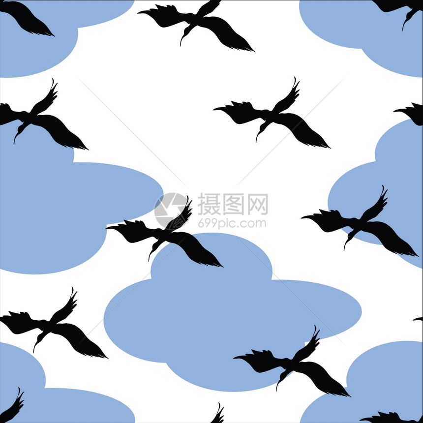 易于使用分组和隔离的鸟类云模式以复制打印图片