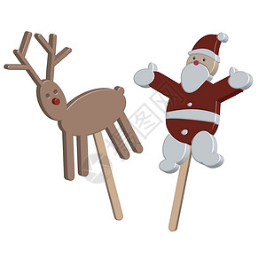 圣诞棒糖和圣塔雨地鹿的棒糖图片
