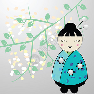 日本小女孩插图矢量艺术图片