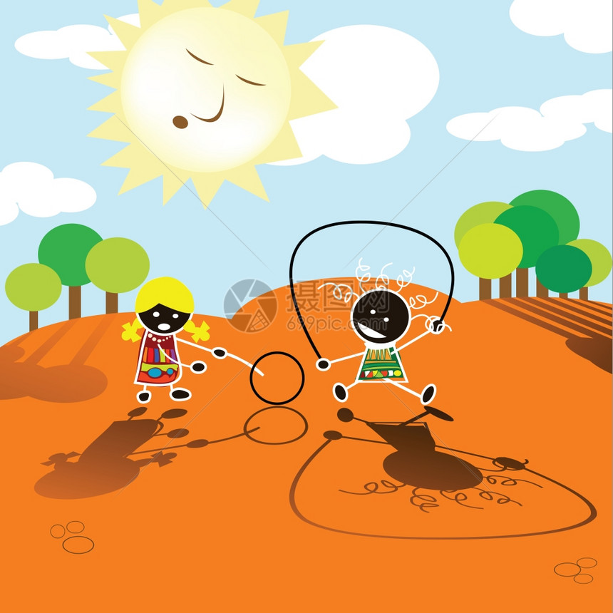 非洲儿童在太阳下玩游戏图片