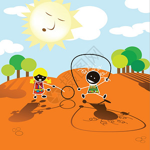 非洲儿童在太阳下玩游戏图片