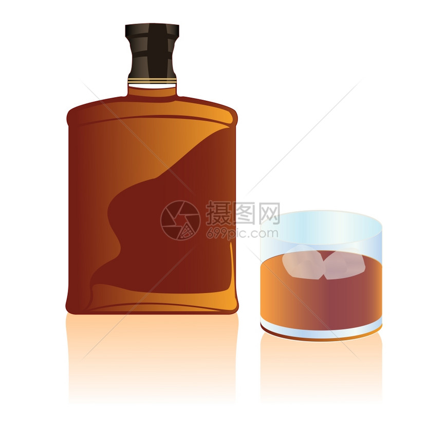 完整的苏格兰威士忌瓶和玻璃图片